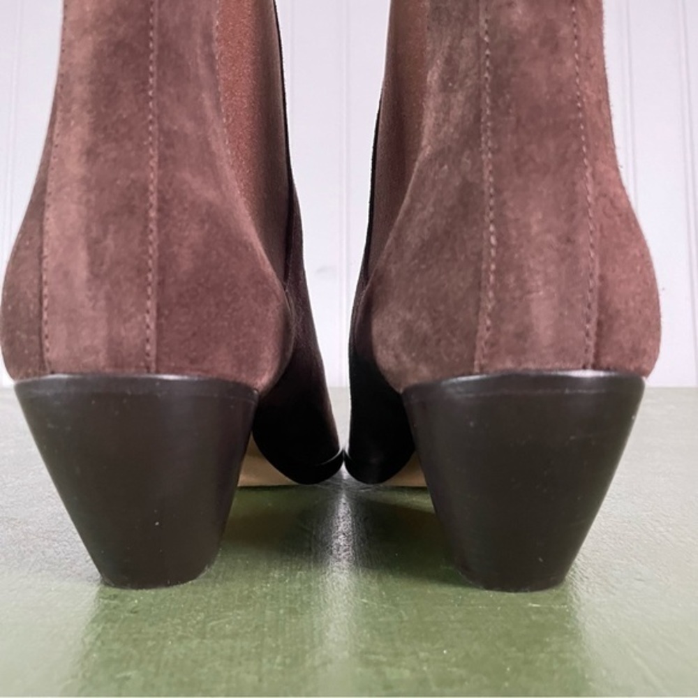 NWT Sandro Paris Santiag Marron Foncé H20RAPH Boots in Tobacco Suede *Fr… - Picture 5 of 15